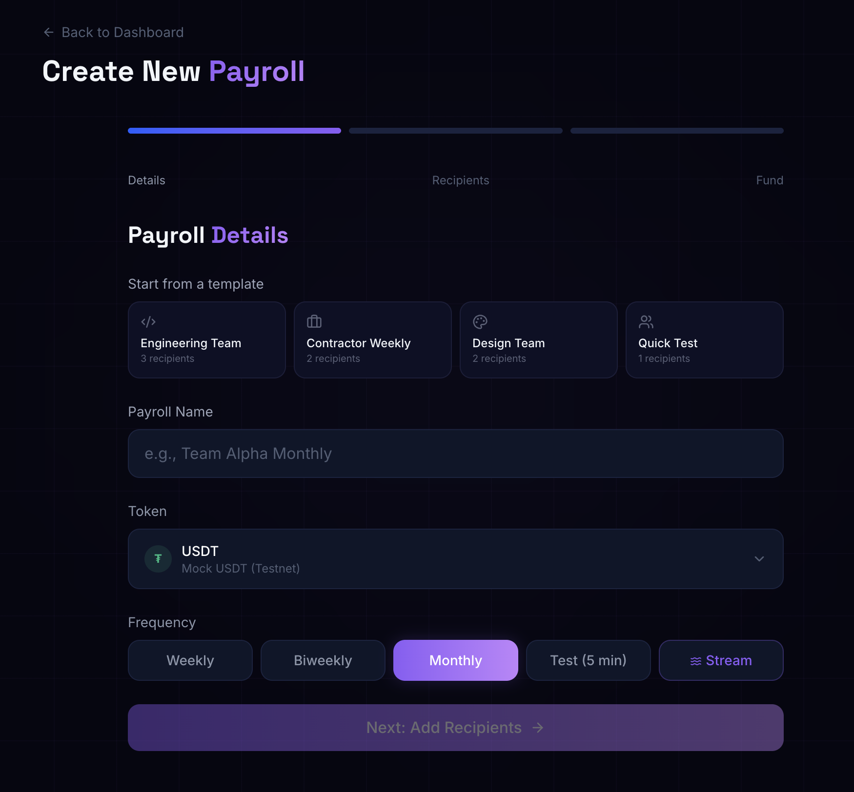 Create new payroll